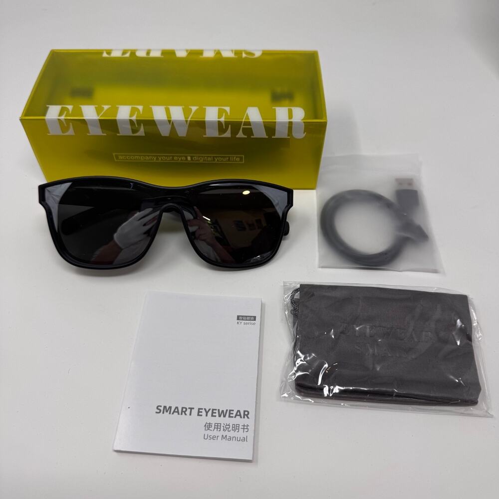 Smart Glasses for Men and Women with Speaker/Bluetooth Sunglasses Shiny Silver